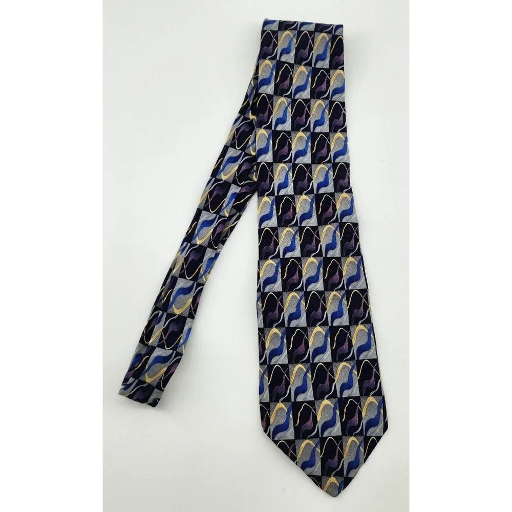 Lot of 2x J. GARCIA Men's Silk Necktie Warthog Glasses Limited Ed. Geometric - Picture 2 of 10